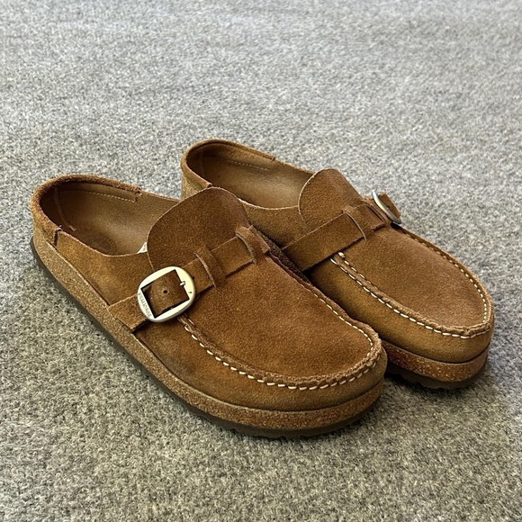 Birkenstock Shoes - Birkenstock Shoes Womens Size 9 Brown Suede Clog Mule Slip On Buckle Comfort